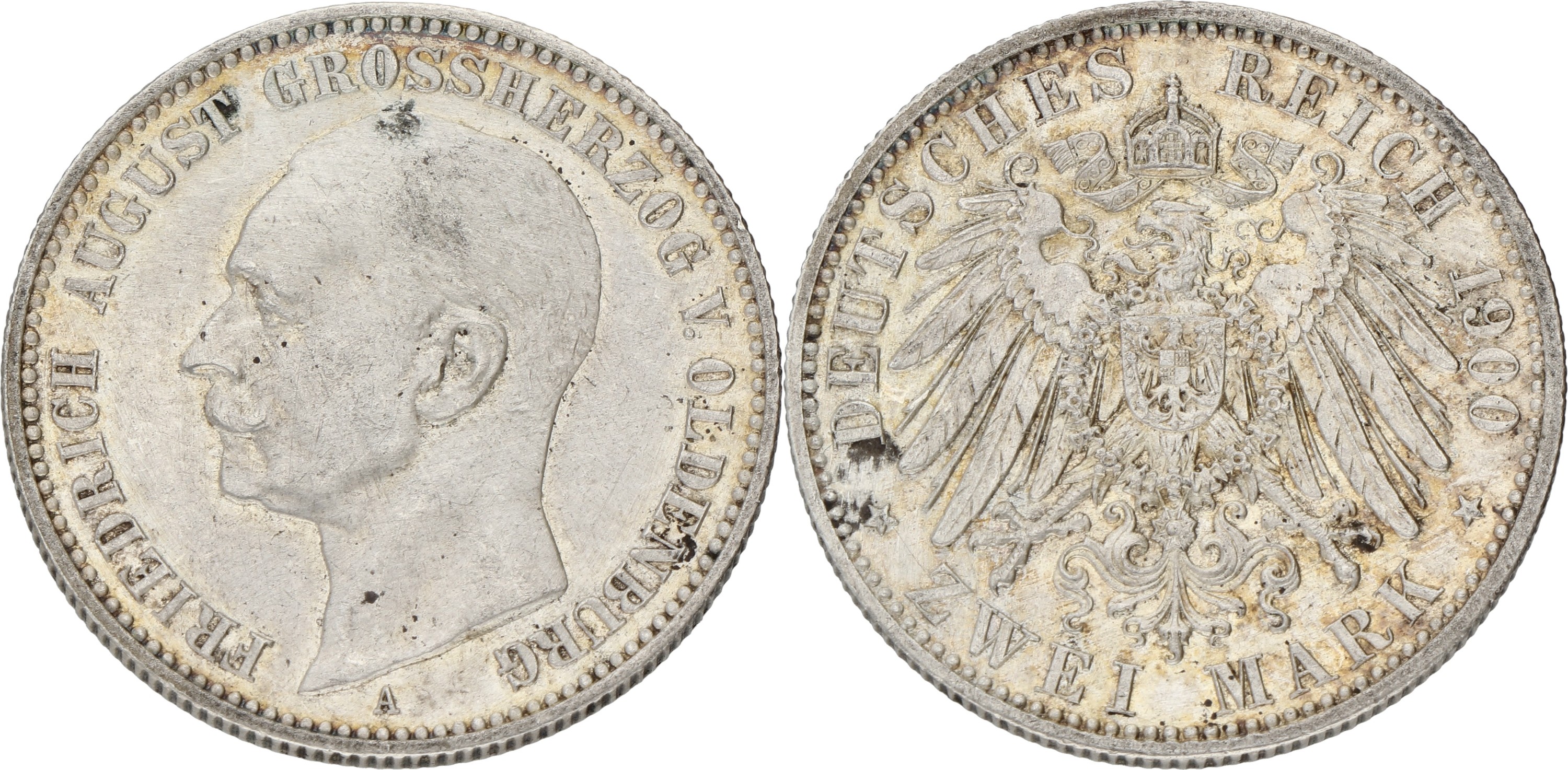German states. Oldenburg. Friedrich August. 2 Mark. 1900 A. AUnc