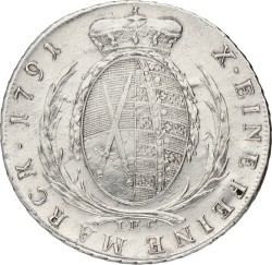 German states. Saxony. Friedrich August. Thaler. 1791. VF +