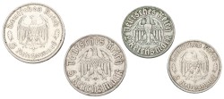 Germany. Weimar republic. 3 & 5 Mark - Luther & Schiller. 1933 & 1934. Average VF