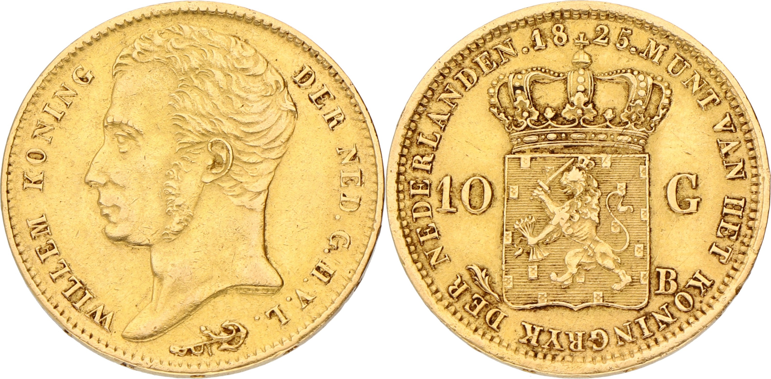 10 gulden. Willem I. 1825 B. XF.