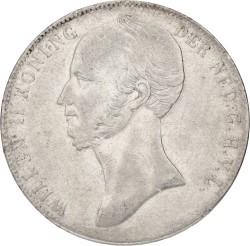 2½ Gulden. Willem II. 1845. With stripe between crown and shield. VF -.