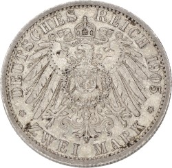 German states. Schwarzburg-Sonderhausen. 2 Mark - Silver jubilee. 1905 Thin rim. XF