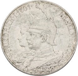 German states. Prussia. Wilhelm II. 5 Mark - 200th anniversary of the kingdom. 1901. AUnc