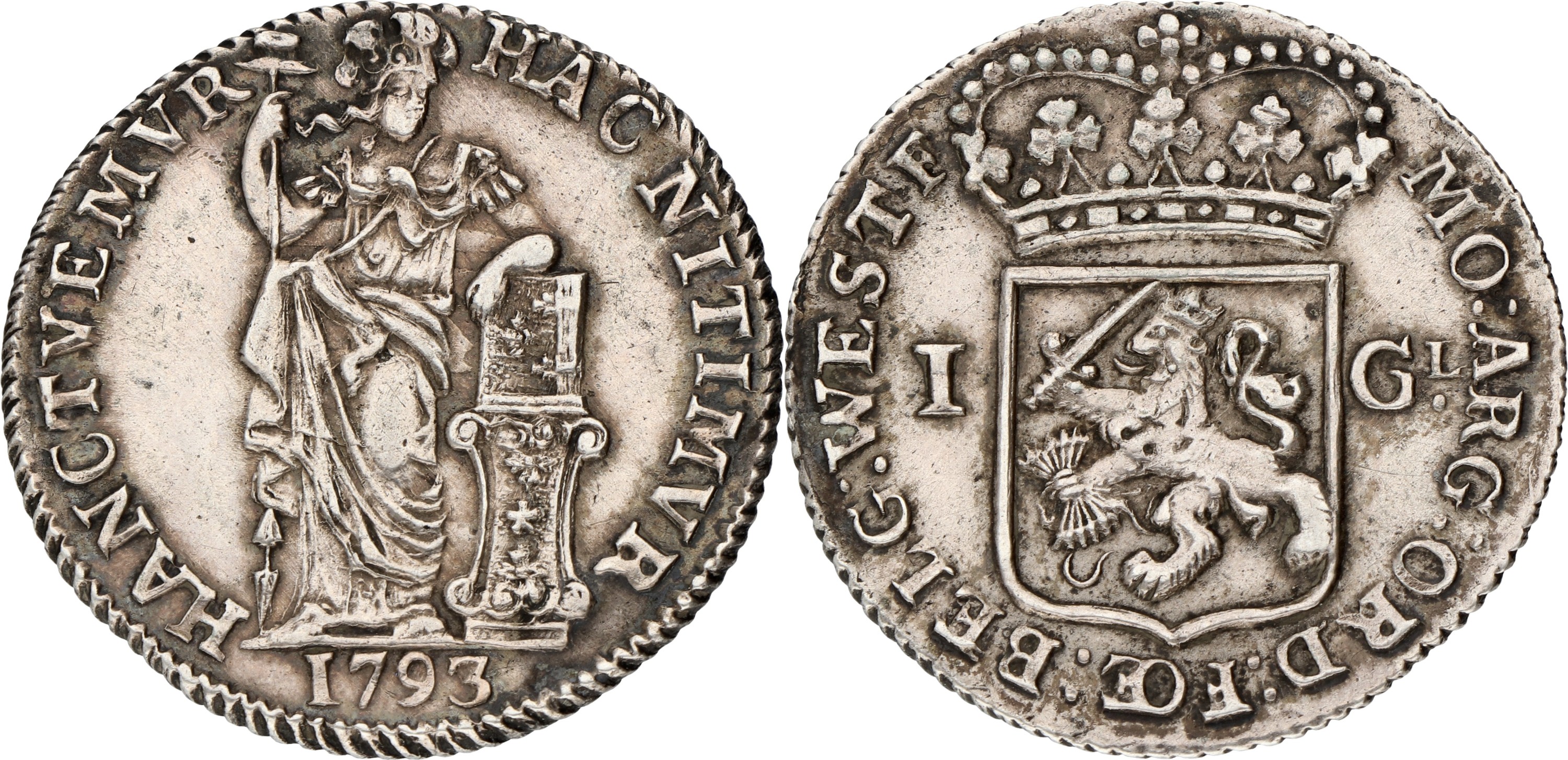 Gulden - generaliteits. West-Friesland. 1793. VF / XF