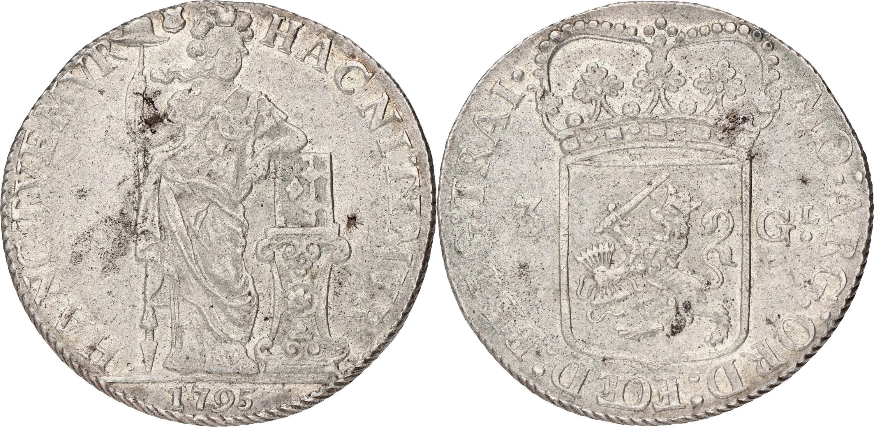 3 gulden - generaliteits. Utrecht. 1795. VF / XF