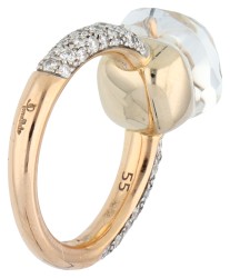 Pomellato 18K roségouden Nudo ring bezet met witte saffier en diamant
