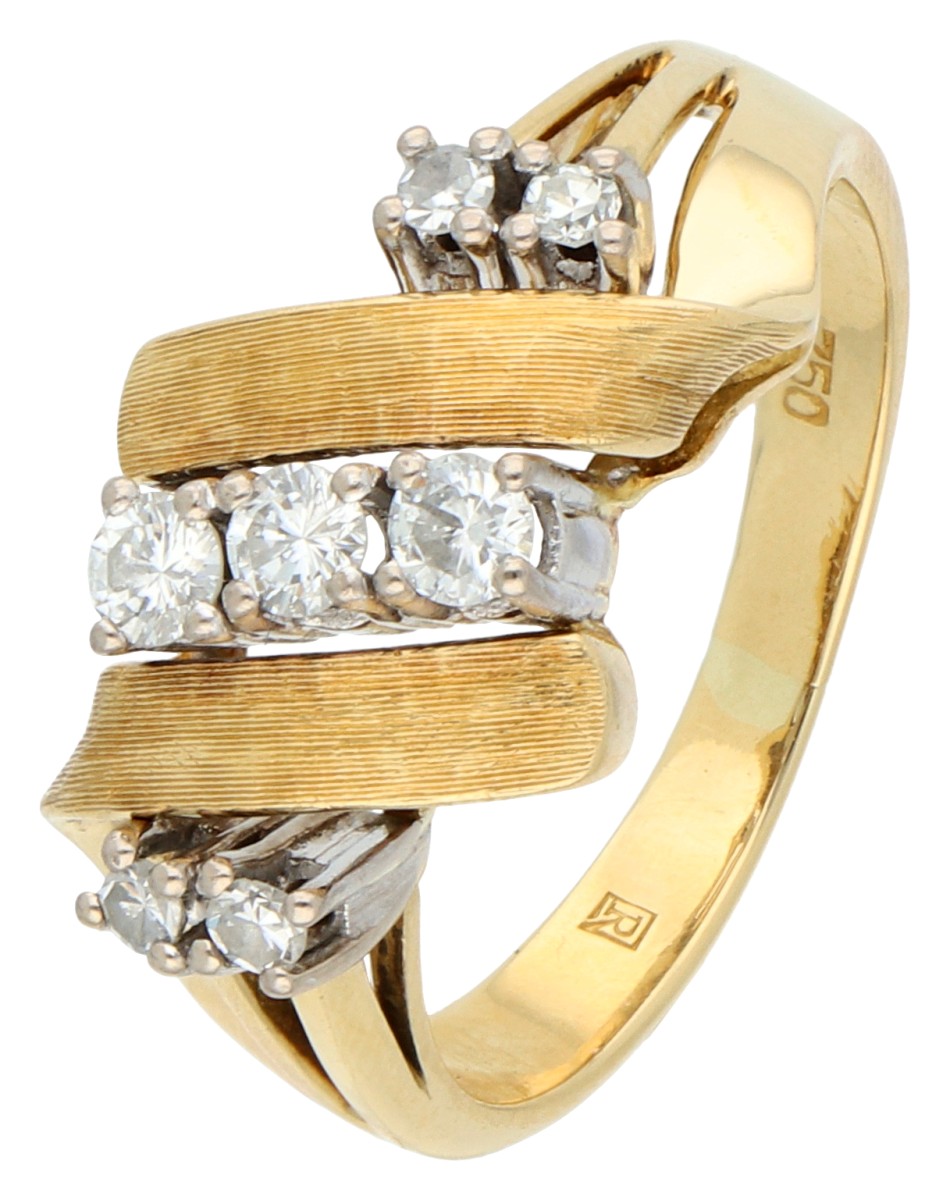 18K geelgouden ring bezet met ca. 0.32 ct. diamant 