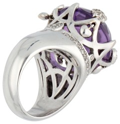 Pasquale Bruni 18K witgouden 'Corona Sissi' ring bezet met amethist en diamant 