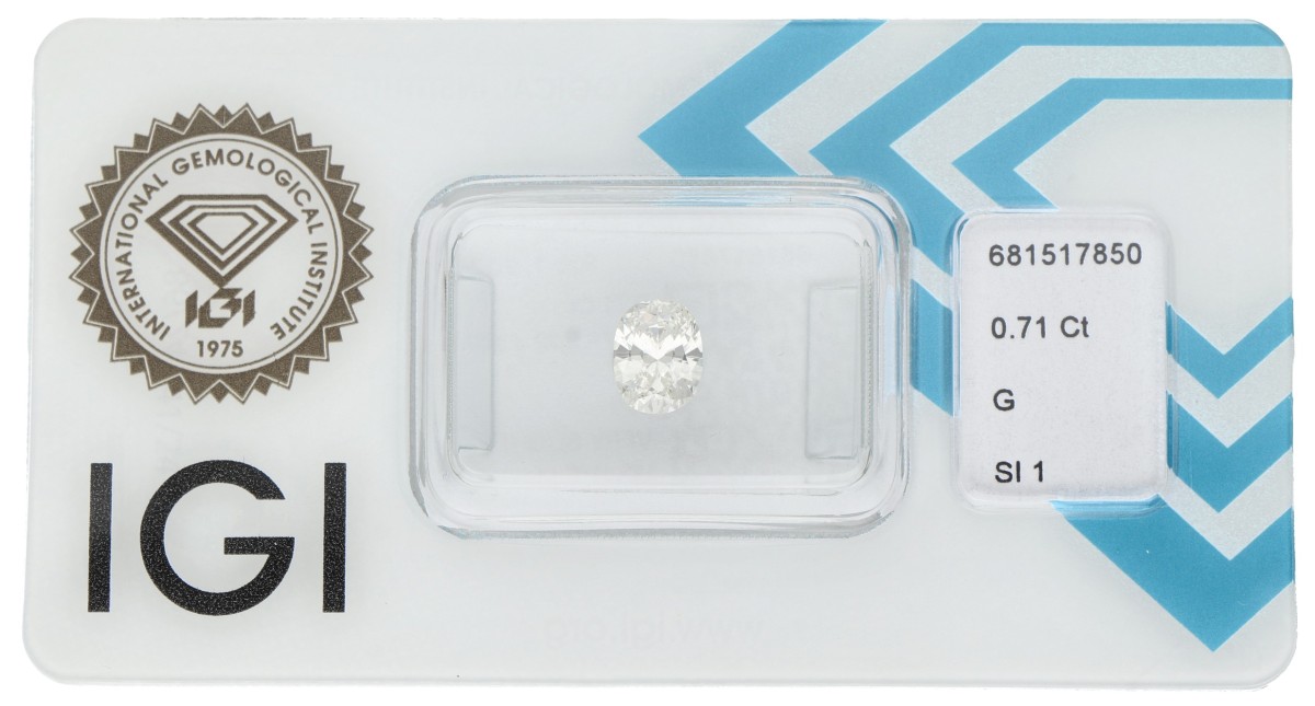 0.71 ct. Oval Brilliant IGI certified natural diamond