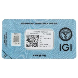 0.71 ct. Oval Brilliant IGI certified natural diamond