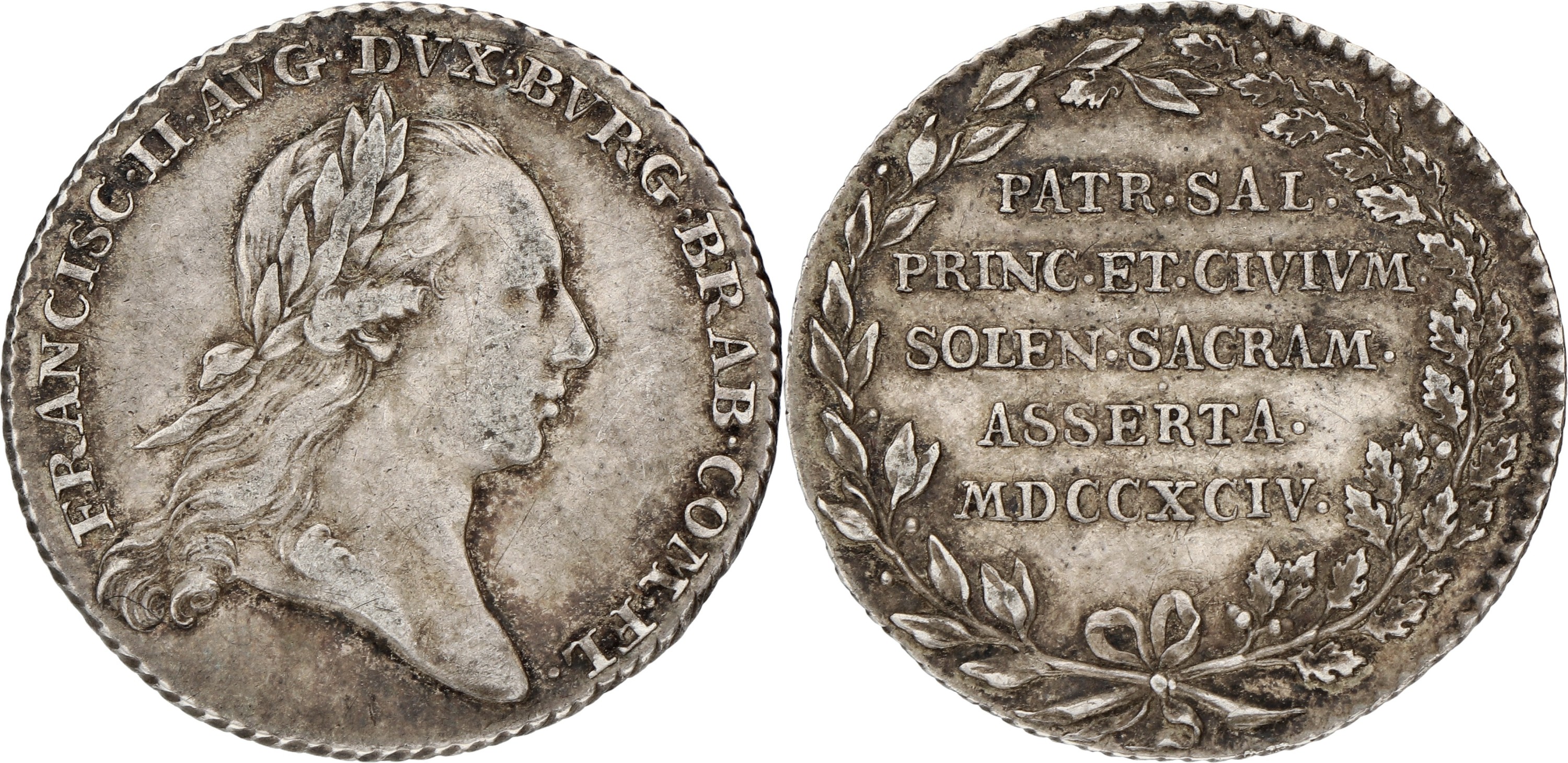 Goudwisselkantoor auction: Austrian Netherlands. 1794. Jeton - Inaugeration of Franz II. VF / XF