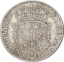 German states. Brandenburg-Prussia. Friedrich III. 2/3 Thaler. 1699 HFH. VF +