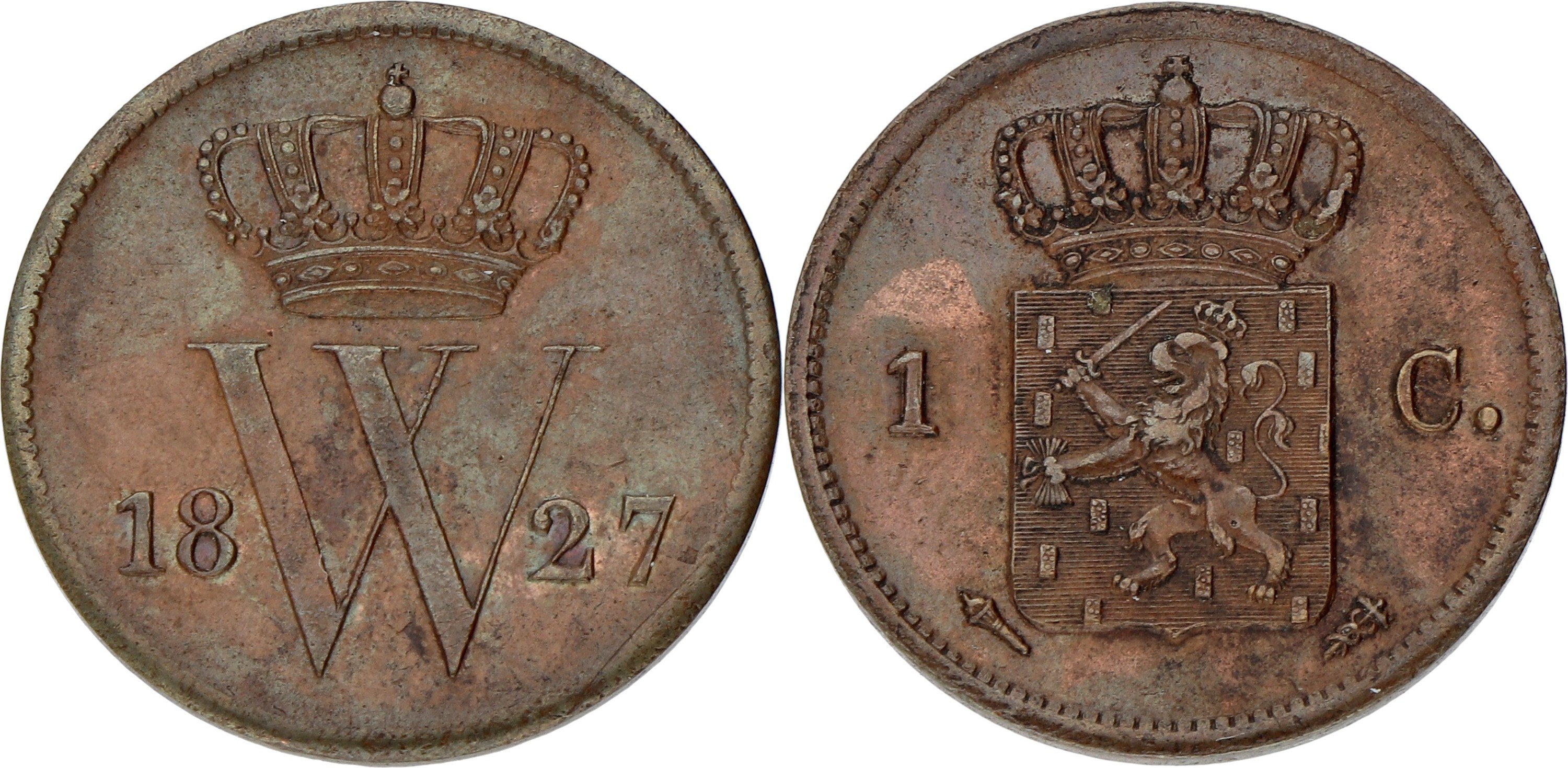 1 Cent. Willem I. 1827 U. XF +.