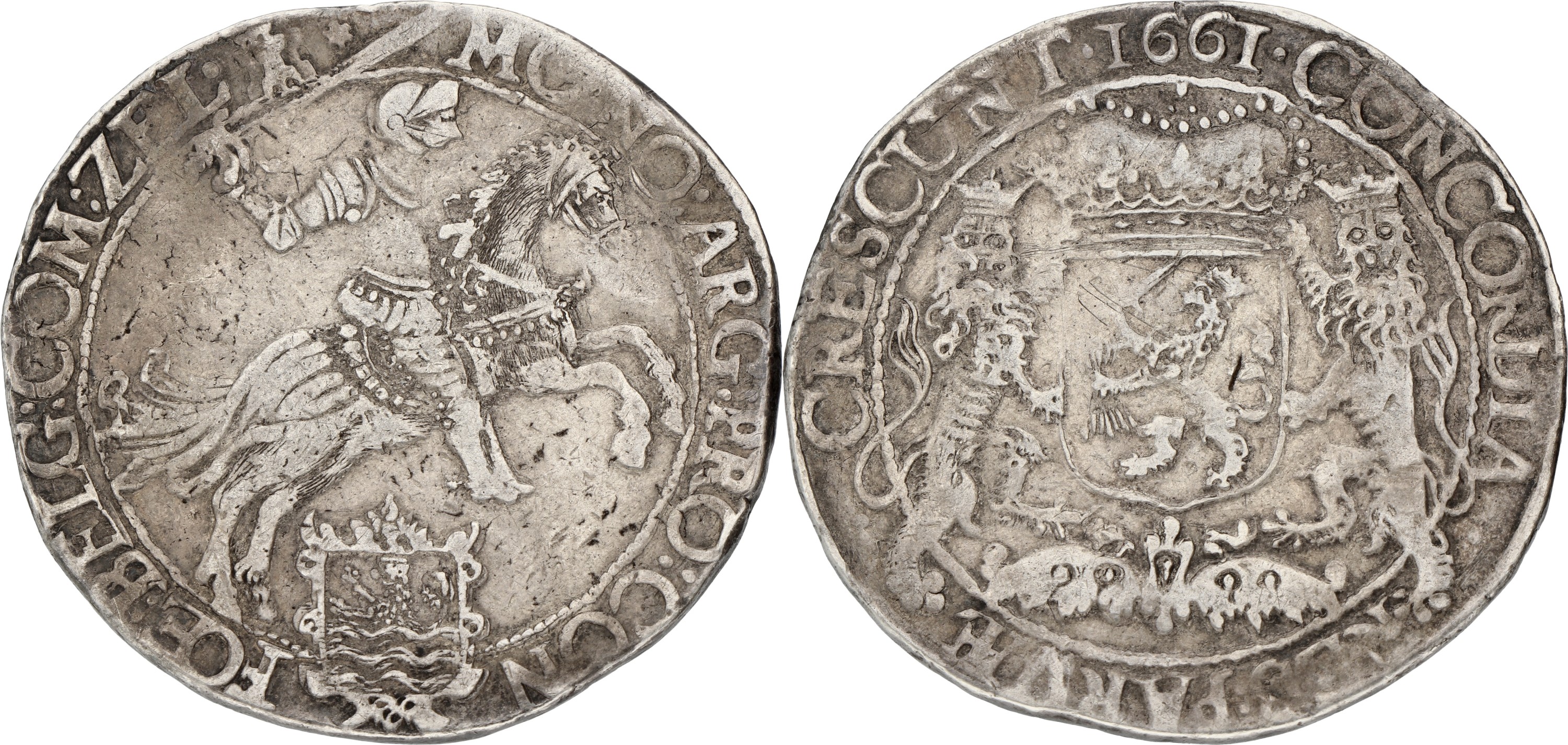 Dukaton of zilveren rijder. Zeeland. 1661. VF