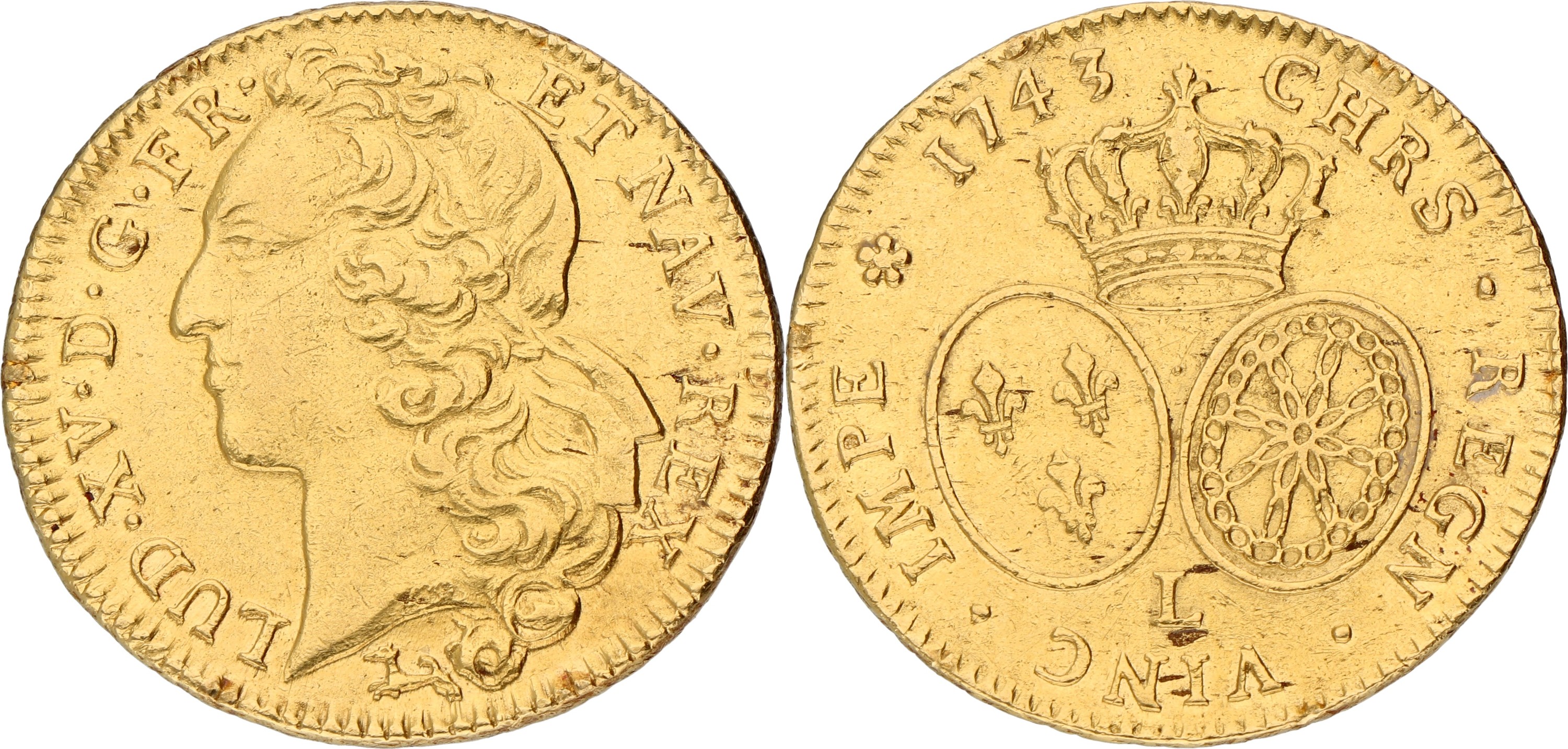 Goudwisselkantoor auction: France. Louis XV. 2 Louis d'or. 1743 L. VF