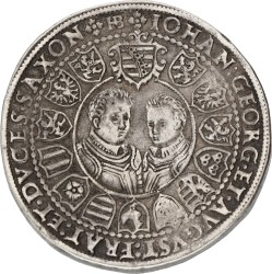 German states. Saxony. Albertinian Line. Christian II, Hans Georg I & August. 2 Thaler. 1602. VF +