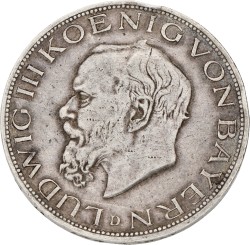 German states. Bavaria. Lüdwig II. 5 Mark. 1914 D. VF