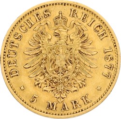 German states. Prussia. Wilhelm I. 5 Mark. 1877 A. VF