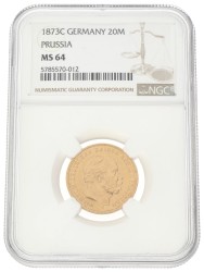 German states. Prussia. Wilhelm I. 20 Mark. 1873 C. MS 64