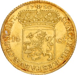 Gouden rijder van 14 gulden. Utrecht. 1750. VF / XF