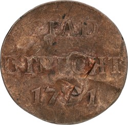 Duit - Met onbekende klop 778. Utrecht stad. 1791. XF