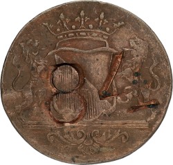 Duit - Met onbekende klop 778. Utrecht stad. 1791. XF