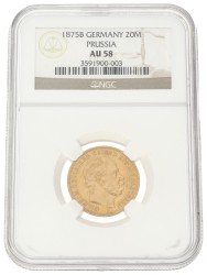 German states. Prussia. Wilhelm I. 20 Mark. 1875B. AU 58
