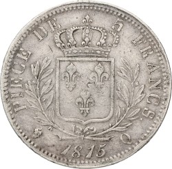 France. Second kingdom. Louis XVIII. 5 Francs. 1815 Q. XF
