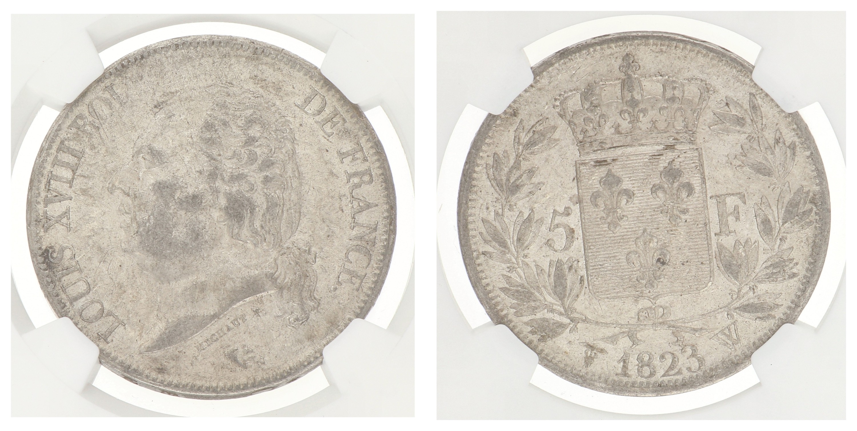 France. Second kingdom. Louis XVIII. 5 Francs. 1823 W. MS 60