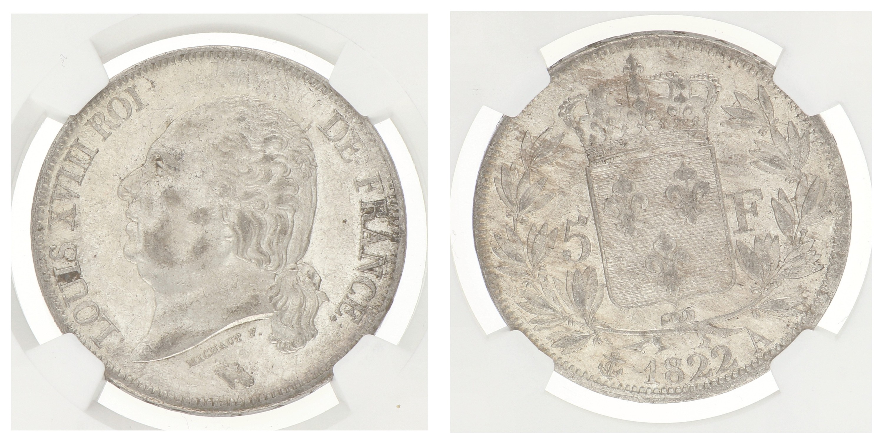 France. Second kingdom. Louis XVIII. 5 Francs. 1822 A. MS 61