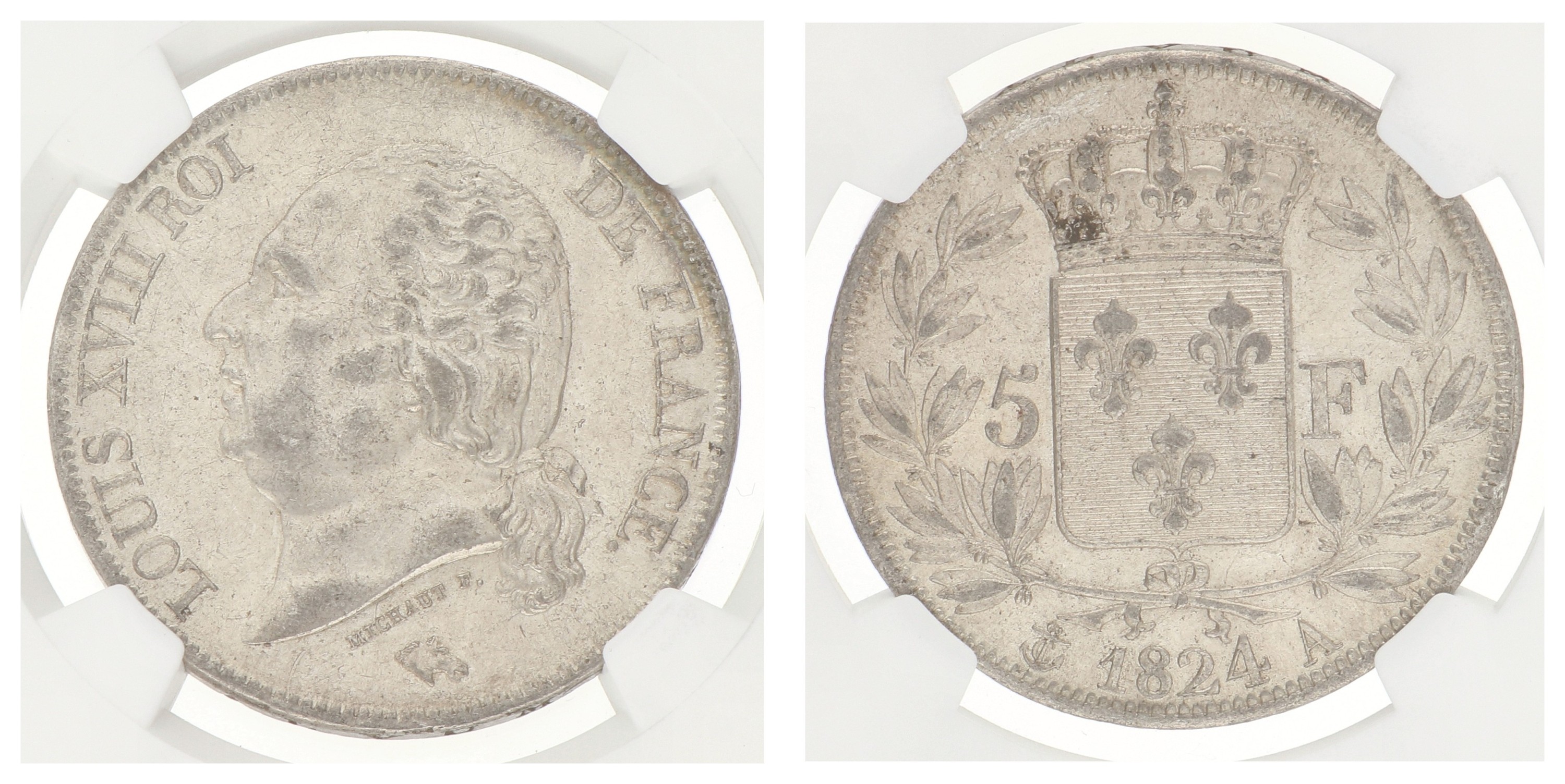 France. Second kingdom. Louis XVIII. 5 Francs. 1824 A. MS 61