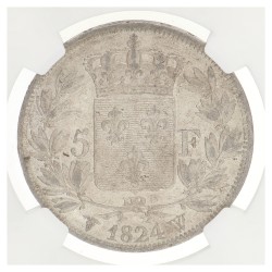 France. Second kingdom. Louis XVIII. 5 Francs. 1824 W. MS 60