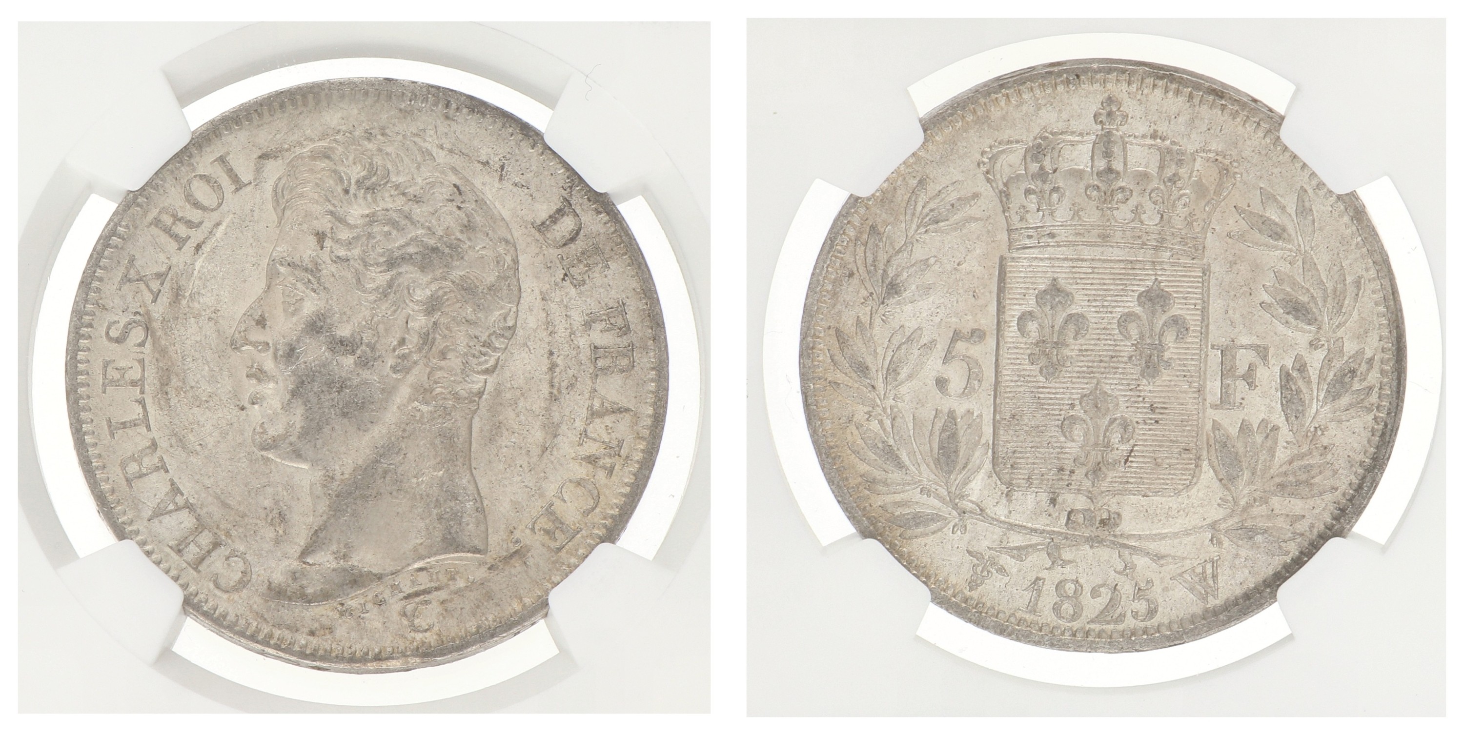 France. Second kingdom. Charles X. 5 Francs. 1825 W. MS 60