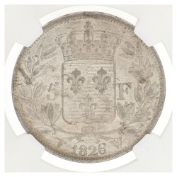 France. Second kingdom. Charles X. 5 Francs. 1826 W. MS 62