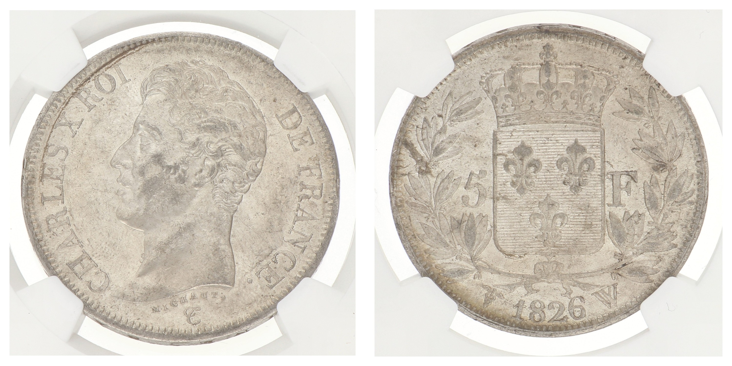 France. Second kingdom. Charles X. 5 Francs. 1826 W. MS 62