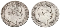 German states. Prussia. Wilhelm IV. Lot (2) 1 Thaler. 1851 - 1852. Average VF.