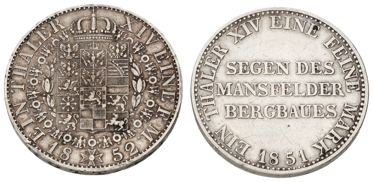 German states. Prussia. Wilhelm IV. Lot (2) 1 Thaler. 1851 - 1852. Average VF.