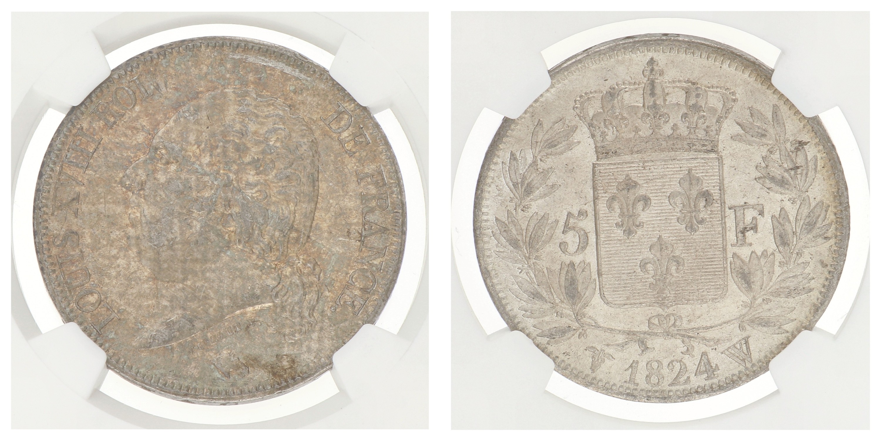 France. Second kingdom. Louis XVIII. 5 Francs. 1824 W. MS 62