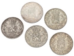 Belgium. Leopold I&II. Lot (5) 5 Francs. 19th Century. Average VF.
