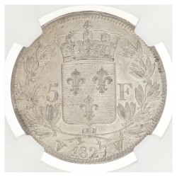 France. Second kingdom. Charles X. 5 Francs. 1827 W. MS 63