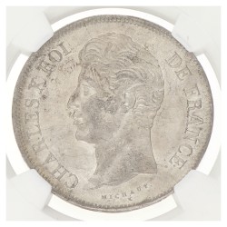 France. Second kingdom. Charles X. 5 Francs. 1827 W. MS 63