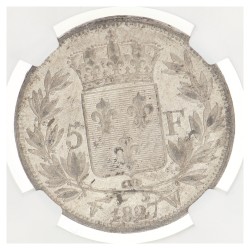 France. Second kingdom. Charles X. 5 Francs. 1827 W. MS 62
