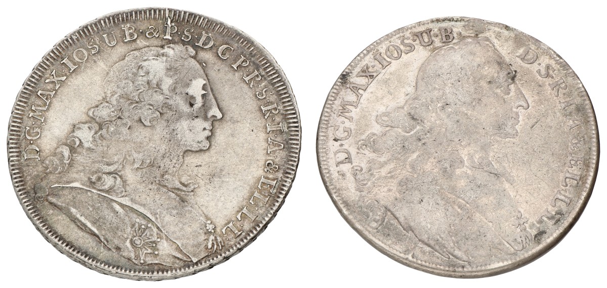 German states. Bavaria. Maximilian III. Lot (2) 1 Thaler. 18th Century. Average VF.