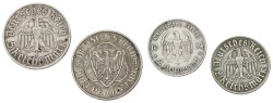 Germany. Lot (4) 2 & 3 Reichsmark. 20th Century. Average AUnc.