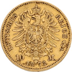 German states. Baden. Friedrich. 10 Mark. 1872 G. VF / XF