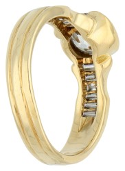 18K geelgouden shoulder ring bezet met 2.05 ct. diamanten, IGI gecertificeerd 