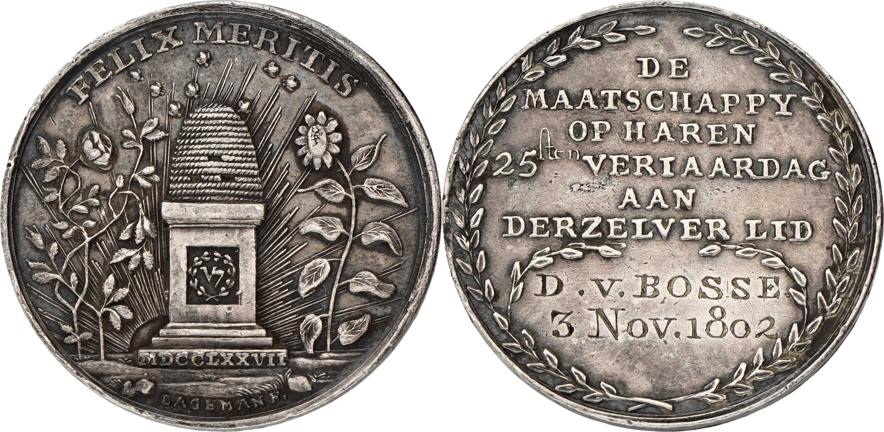 Nederland. 1802. 25-jarig bestaan van Felix Meritis. VF +
