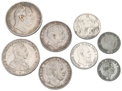 German states. Prussia. Wilhelm I&II - Friedrich III. Lot (8) Marks & Thaler. 19th Century. Average XF.