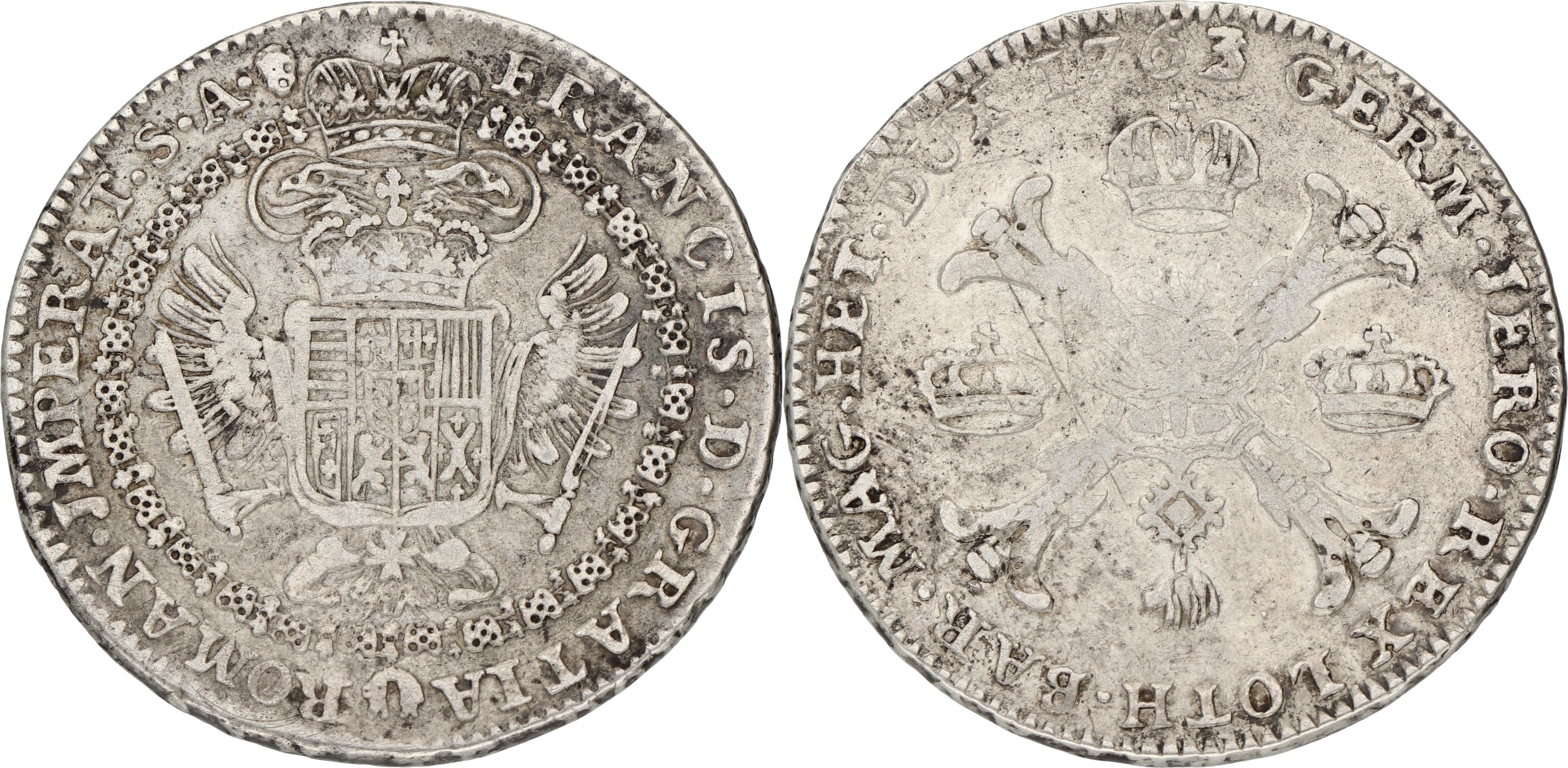 Kronenthaler. Brabant. Brussel. Maria Theresia. 1763. F +