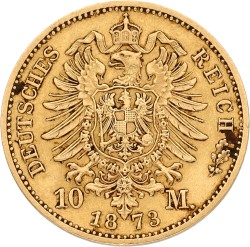 German states. Saxony. Johann V. 10 Mark. 1873. VF +
